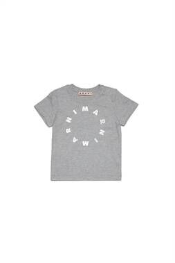 NEW MARNI kids round logo t-shirt in grey